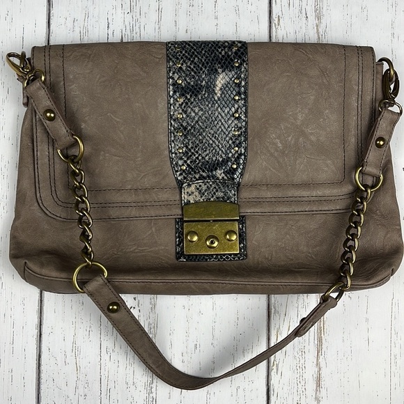 Kate Landry Taupe Snakeskin Details
Shoulder Purse - Picture 3 of 14